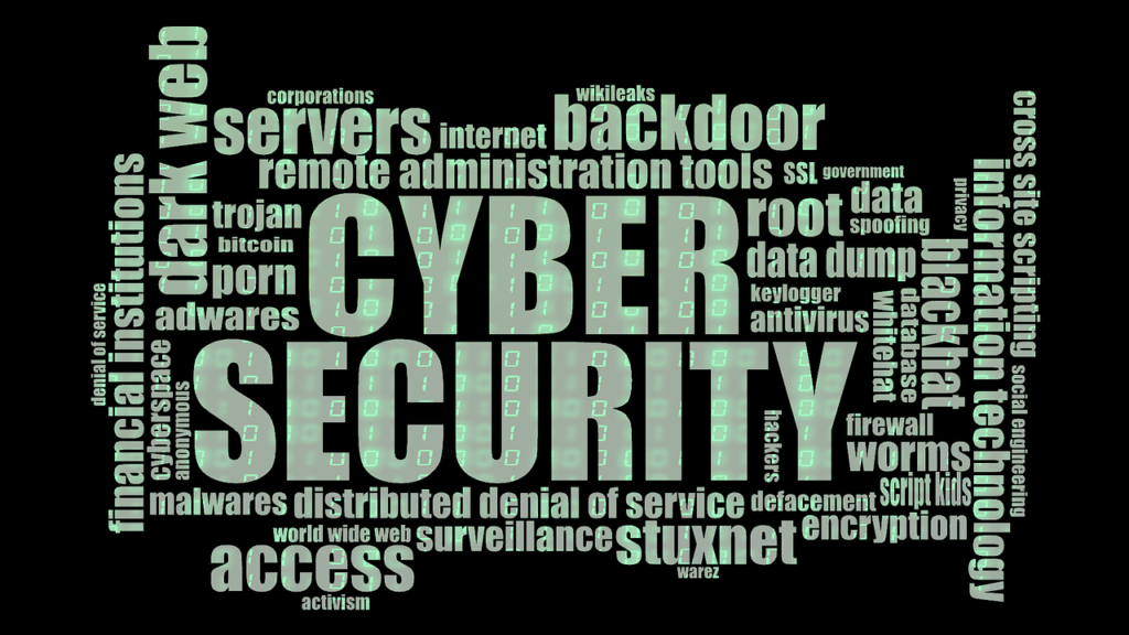 Eine Wordcloud wo man groß "Cyber Security" rauslesen kann