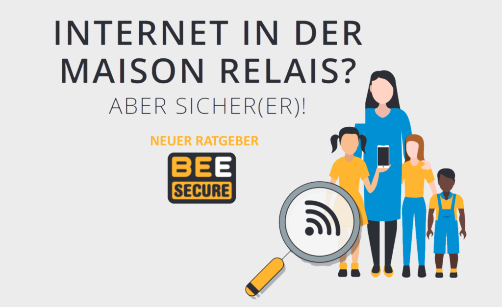 Cover vom Ratgeber "Internet in der Maison Relais" mit Abbildung einer Erzieherin mit Kindern