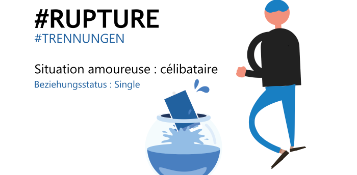 rupture Illustration d'une personne qui jette son smartphone dans un bocal de poisson