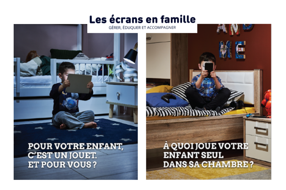 deux affiches de la campagne "Les écrans en famille"