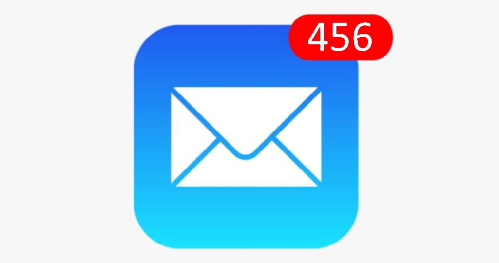 Email-App-Symbol auf einem Smartphone mit 456 Benachrichtigungen