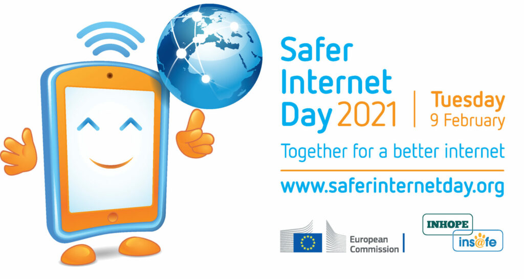 Logo du safer internet day 2021 avec date du 9 février