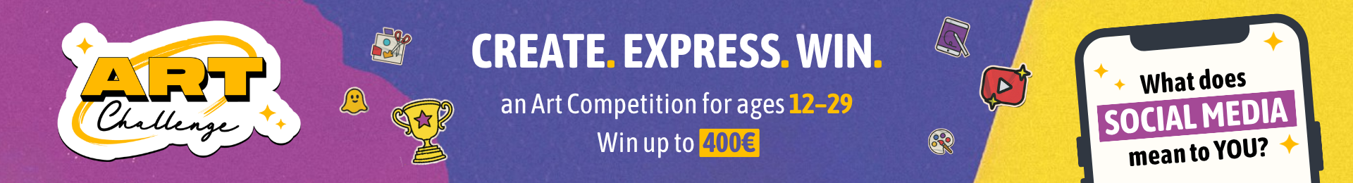 Art challenge: crée, exprime-toi, gagne. Que représentent les réseaux sociaux pour toi ?